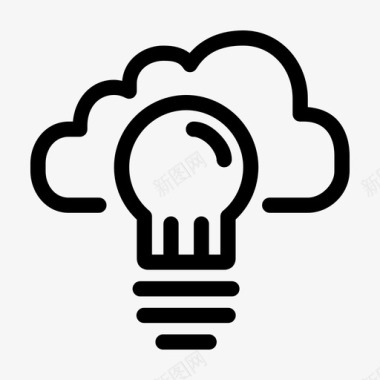 矢量服务器智能云灯泡数据图标图标