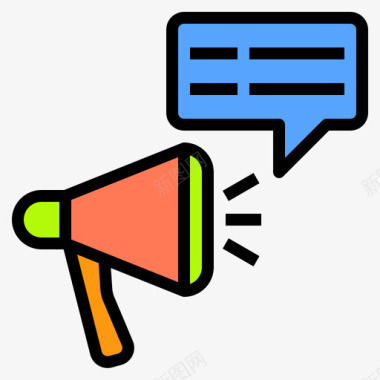 扩音器广告55线性彩色图标图标