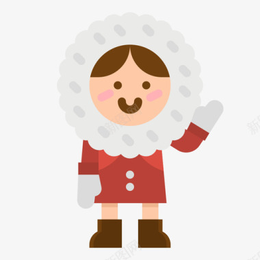 矢量冬季旅游素材爱斯基摩冬季129平坦图标图标