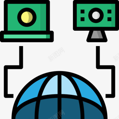 数据彩色灯炮通信大数据32线性彩色图标图标