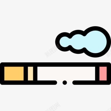 香烟设计香烟过敏35线性颜色图标图标