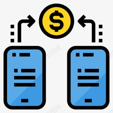 智能手机PNG智能手机商务和金融8线性颜色图标图标