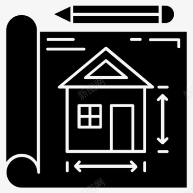 房屋规划建筑蓝图图标图标