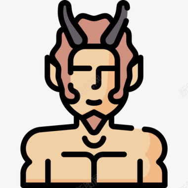 玩耍的人物牧神奇异的人物22线性的颜色图标图标