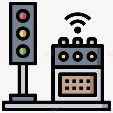 8个交通图标交通灯智能技术26线性颜色图标图标