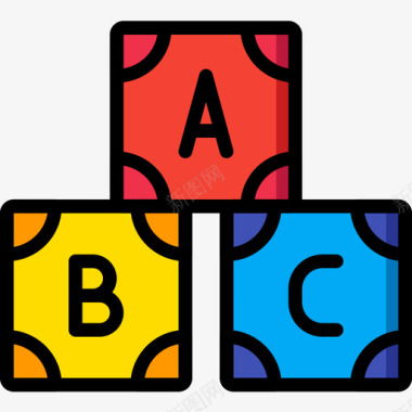 Abc块抚养孩子5线性颜色图标图标
