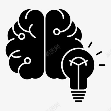 创意大脑灯泡商业图标图标