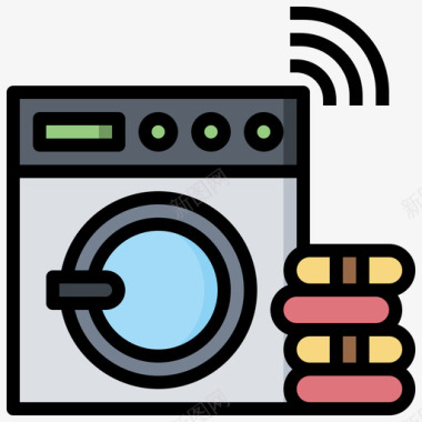 洗衣机智能科技26线性颜色图标图标