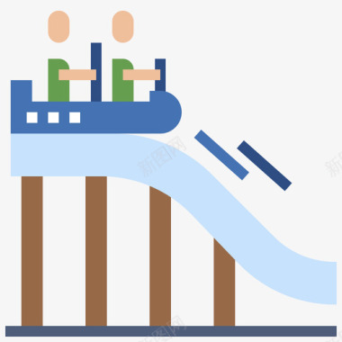 公园喷泉过山车6号主题公园平坦图标图标