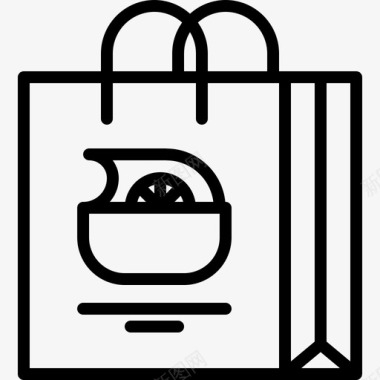 购物袋饮食6线性图标图标