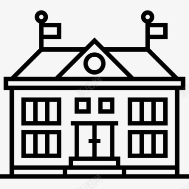 学校城市71直线图标图标