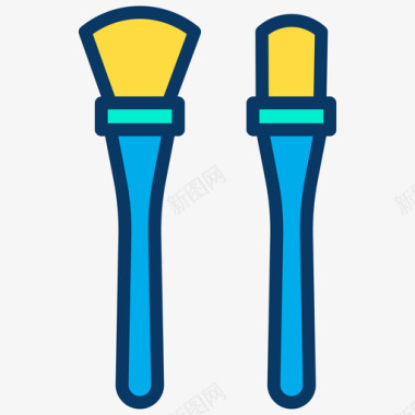 矢量化妆刷化妆刷理发师4线性颜色图标图标