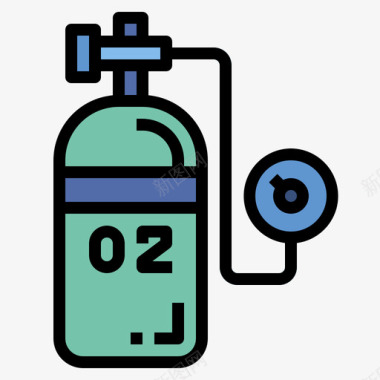 储气罐氧气罐渔夫3线性颜色图标图标