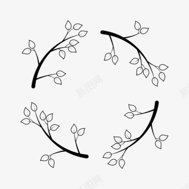 花环植物学树枝图标图标
