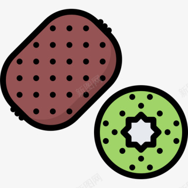 猕猴桃水果和蔬菜41彩色图标图标