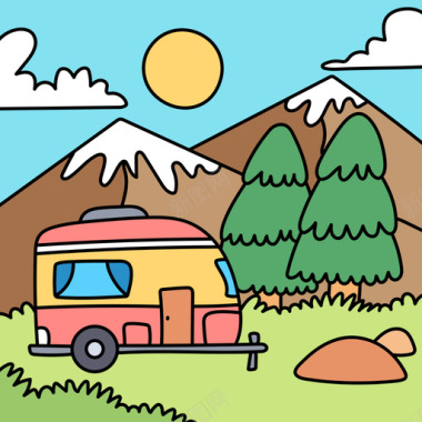 露营景观32彩色图标图标