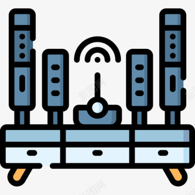 智能家庭图家庭影院智能家居52线性颜色图标图标