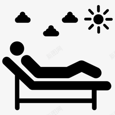 日光浴海滩沙滩椅图标图标