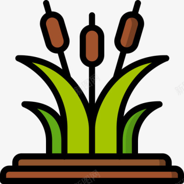 芦苇植物31线形颜色图标图标