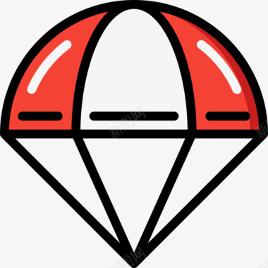 降落伞航空42线型颜色图标图标