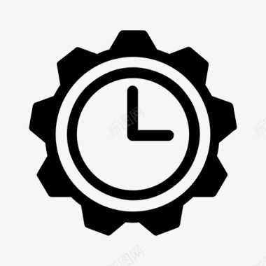 时间管理齿轮钟机构徽章图标图标