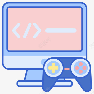 游戏开发电子竞技2线性颜色图标图标