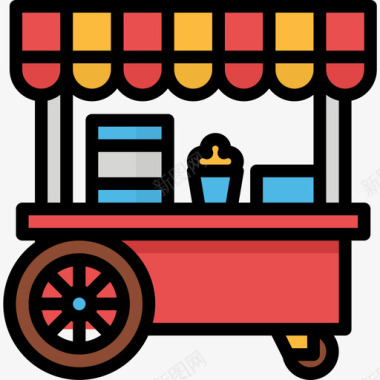 食品车游乐园32线性颜色图标图标