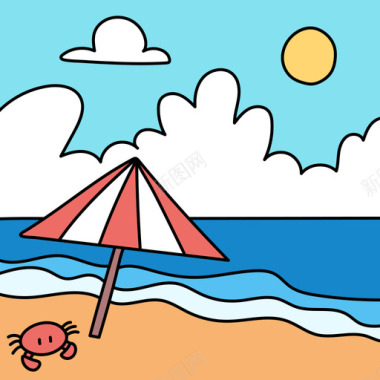 海滩景观32彩色图标图标