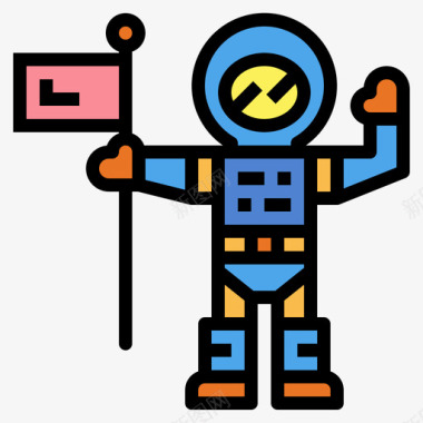 宇航员美国宇航局3号线性颜色图标图标