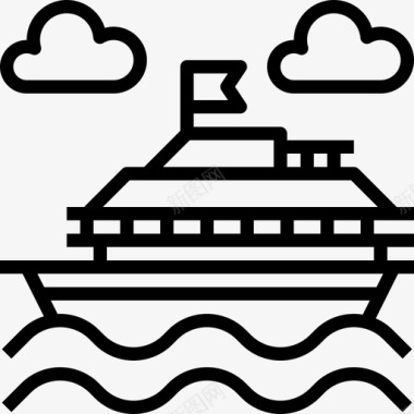 乘船旅行和度假10线性图标图标