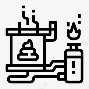 气体标志粪便中的气体生物燃料能源图标图标