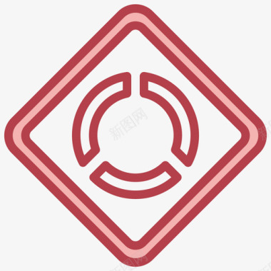 环形交叉口交通标志30红色图标图标