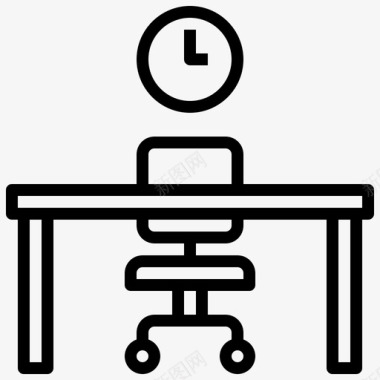 经典大办公桌办公桌共用工作空间10线性图标图标