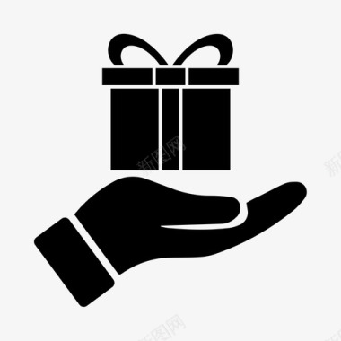 手和礼物圣诞铃铛图标图标