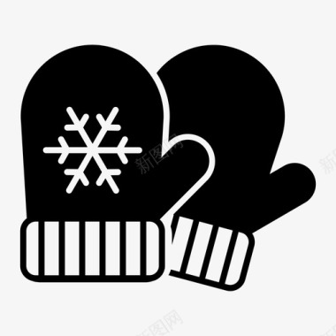手套圣诞节雪花图标图标