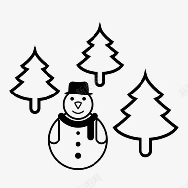 彩绘圣诞雪人雪人圣诞节新年图标图标