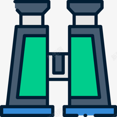 黄金钓鱼双筒望远镜钓鱼57线性颜色图标图标
