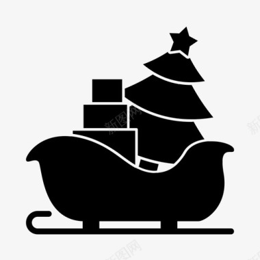圣诞图标雪橇圣诞铃铛图标图标