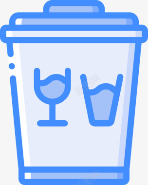 玻璃箱垃圾桶6蓝色图标图标