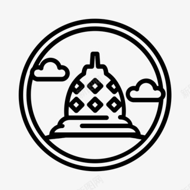 地标印尼婆罗浮屠佛塔寺庙图标图标