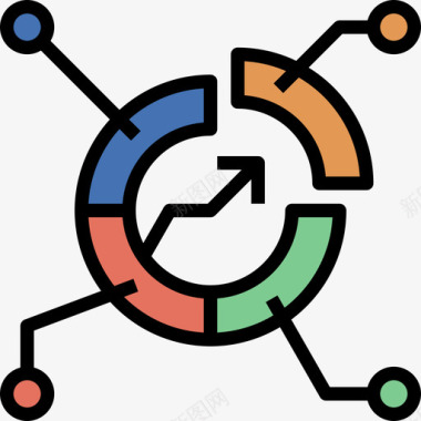 商业与金融消费行为3线性色彩图标图标