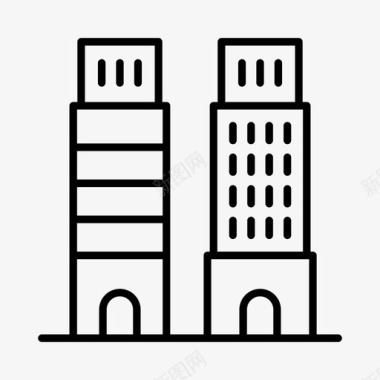 村庄城镇建筑物城市图标图标