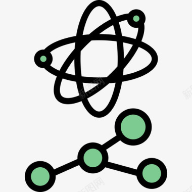 色彩柔和原子现代教育3线条色彩图标图标