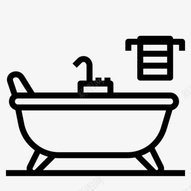 浴缸家居装饰47线性图标图标