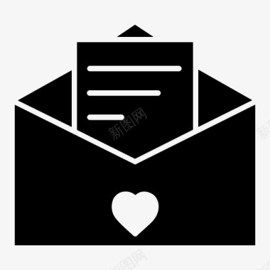 求婚场景情书电子邮件心形图标图标