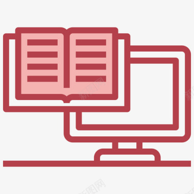 电子书教育和在线学习2红色图标图标