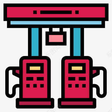 加油站标志设计加油站3号摩托车手线性颜色图标图标
