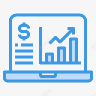 笔记本电脑商务和金融5蓝色图标图标