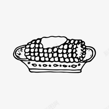 玉米食品手绘图标图标