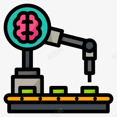 机器人手臂人工智能88线颜色图标图标